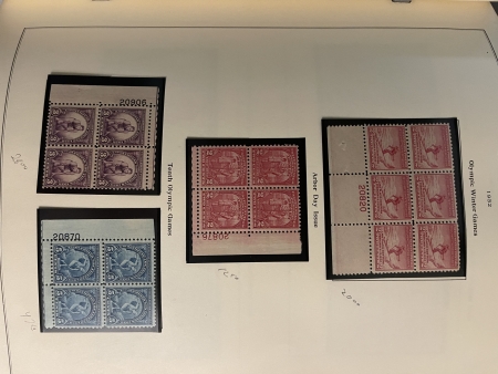 U.S. Stamps SCOTT NATIONAL PLATE BLOCK ALBUM, 20TH CENT COMMEMS-VIRTUALLY COMPLETE 1930-1969