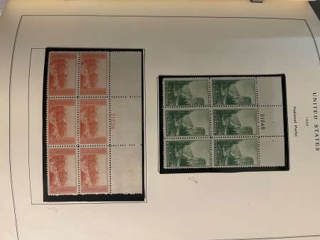 U.S. Stamps SCOTT NATIONAL PLATE BLOCK ALBUM, 20TH CENT COMMEMS-VIRTUALLY COMPLETE 1930-1969