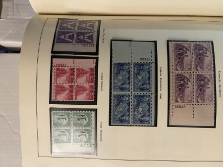 U.S. Stamps SCOTT NATIONAL PLATE BLOCK ALBUM, 20TH CENT COMMEMS-VIRTUALLY COMPLETE 1930-1969