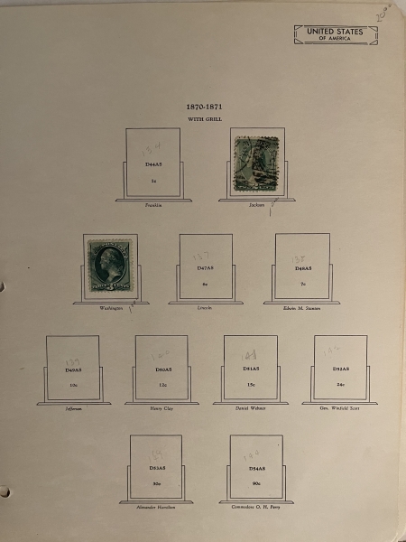 U.S. Stamps U.S. USED SINGLES, HINGED ON USABLE PAGES, 1857-1903, INCLUDES BETTER-CAT $1640+