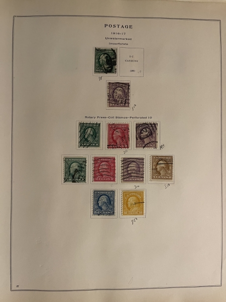 U.S. Stamps COLLECTION OF EARLIER U.S. USED SINGLES HINGED ON SCOTT NATIONAL PAGES-CAT $3100