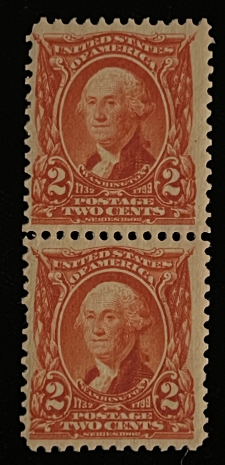 U.S. Stamps SCOTT #301 2c CARMINE, PAIR, MOG-NH, FINE & PO FRESH-CAT $75