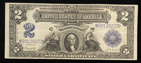 Large Silver Certificates 1899 $2 SILVER CERTIFICATE, FR-256, NICE HIGH GRADE VF+ W/ XF/AU LOOK
