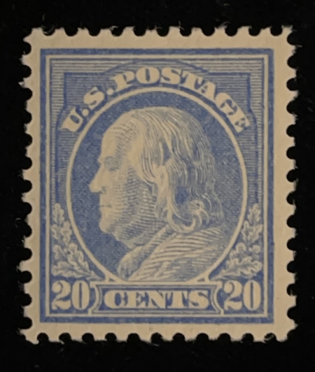 U.S. Stamps SCOTT #515 20c LIGHT ULTRAMARINE, MOG-NH, PO FRESH & VF, PRETTY STAMP-CAT $85