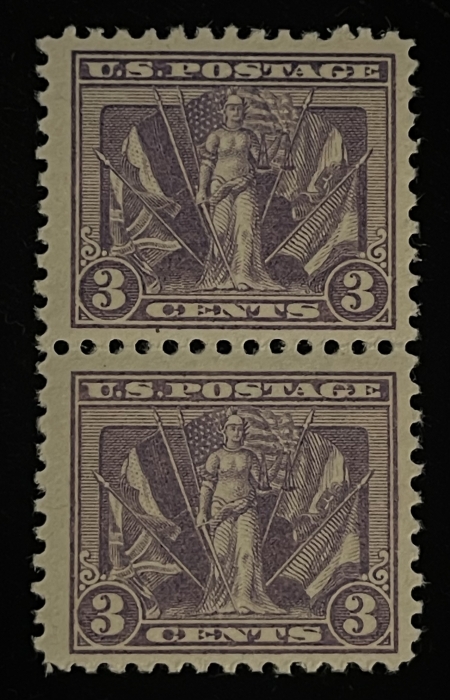 U.S. Stamps SCOTT #537 PAIR, 3c VIOLET, MOG-NH, PO FRESH & VF; CAT $40