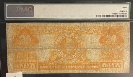Large Gold Certificates 1922 $20 GOLD CERTIFICATE, FR #1187, PMG FINE-12