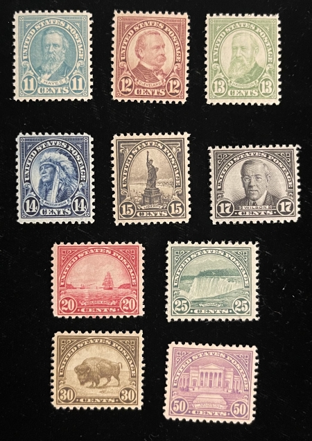 U.S. Stamps SCOTT #692-701; 11c-50c PERF 11 x 10.1/2; MOG-NH (#701-HINGED) FRESH VF-CAT $117