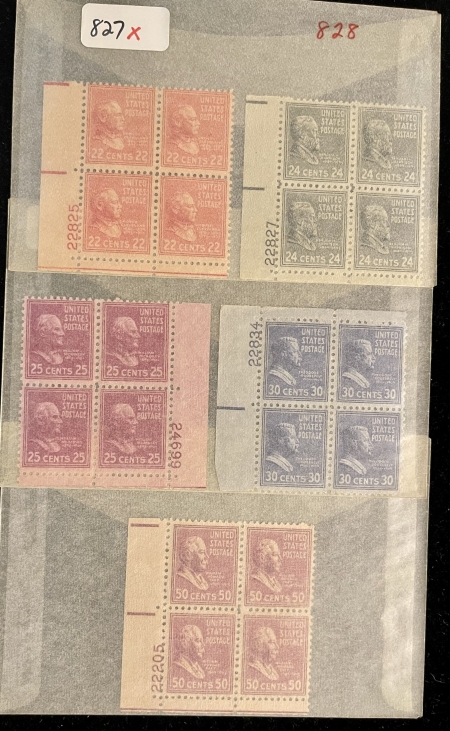 U.S. Stamps SCOTT #803-834 PREXIE PLATE BLOCK SET COMPLETE, ALL MOG-NH, PO FRESH VF-CAT $671