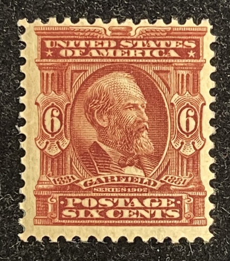 U.S. Stamps SCOTT #305 6c CLARET, MOG-HINGED, PO FRESH & VF-CATALOG $60