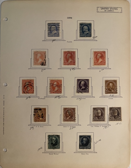 U.S. Stamps U.S USED STAMPS (A FEW MINT) HINGED ON PAGES, 1861-1934, SOME FAULTY-CAT $2800+