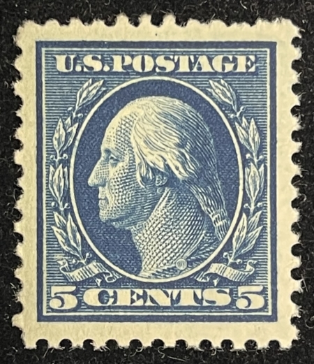U.S. Stamps SCOTT #504, 5c BLUE, MOG-NH, PO FRESH & JUMBO, VIRTUALLY SUPERB & PRETTY-CAT $17
