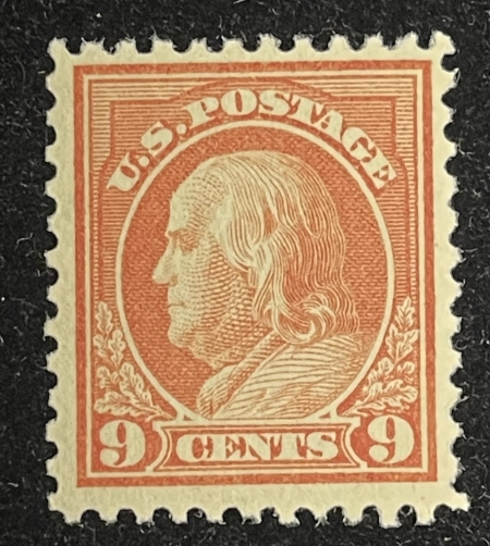 U.S. Stamps SCOTT #509, 9c SALMON RED, MOG-NH, FRESH & ABT XF, CATALOG $25
