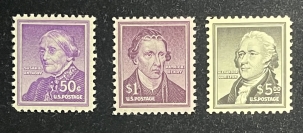 U.S. Stamps SCOTT #1051-1053, 50c-$5 (3), MOG-NH, VF & PO FRESH, CATALOG $54
