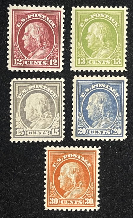 U.S. Stamps SCOTT #512-516 (5), 12c-30c, MOG,HINGED-VVLH, FRESH & ATTRACTIVE GROUP, CAT $119