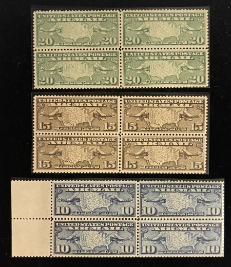 U.S. Stamps SCOTT #G7,G8,G9 BLOCK OF 4, 10c-20c, AIRMAILS, MOG-NH, PO FRESH & VF+, CAT $85