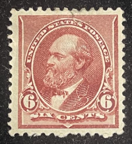 U.S. Stamps SCOTT #224 6c BROWN-RED, MOG-HINGE REMNANT, SMALL FAULTS, WELL CENTERED-CAT $50