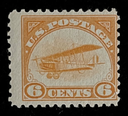 U.S. Stamps SCOTT #C-1, 6c ORANGE, THE 1st U.S. AIRMAIL, MOG-NH, AVG CENTER, FRESH, CAT $110