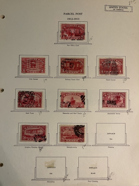 U.S. Stamps U.S. BACK OF THE BOOK, USED SINGLES, 1887-1945, HINGED ON VINTAGE PGS-CAT $1500+