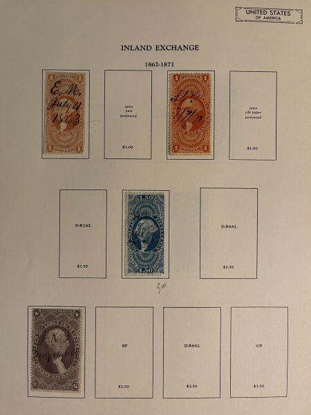 U.S. Stamps U.S. BACK OF THE BOOK, USED SINGLES, 1887-1945, HINGED ON VINTAGE PGS-CAT $1500+