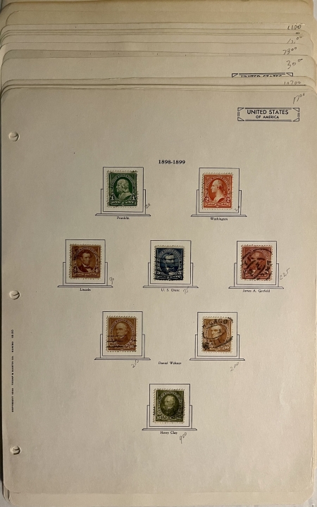 U.S. Stamps U.S. USED SINGLES, HINGED ON PAGES, INCLUDES BOB & J-37, SOME FAULTS, CAT $2000+