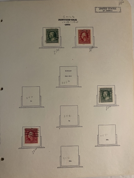 U.S. Stamps U.S. USED SINGLES, HINGED ON PAGES, INCLUDES BOB & J-37, SOME FAULTS, CAT $2000+