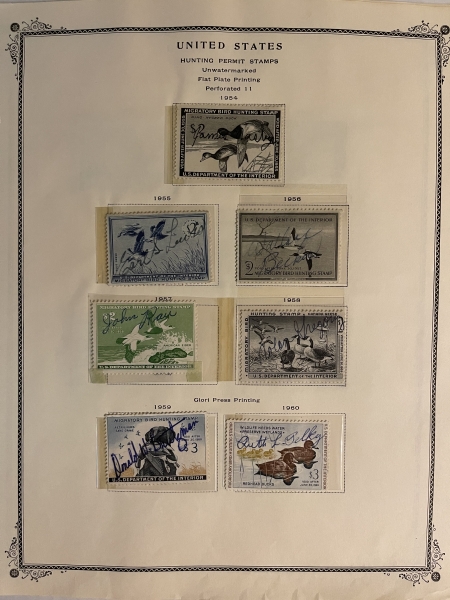 U.S. Stamps USED MIGRATORY DUCK STAMPS IN MOUNTS/PAGES, RW-11 TO RW-48 (RW-12 MOG)-CAT $526+