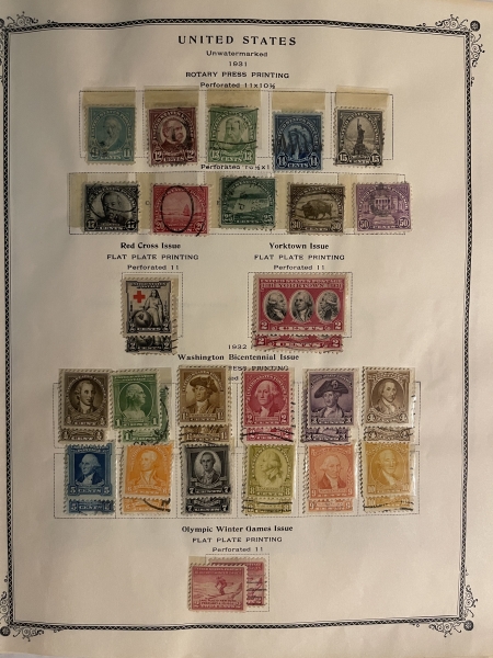 U.S. Stamps MINT/USED U.S. SINGLES, HINGED/MOUNTED ON PAGES, 1929-54, MOSTLY SOUND-CAT $245+