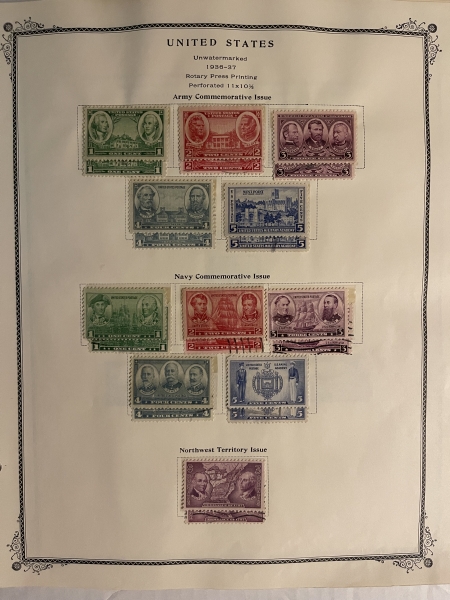 U.S. Stamps MINT/USED U.S. SINGLES, HINGED/MOUNTED ON PAGES, 1929-54, MOSTLY SOUND-CAT $245+