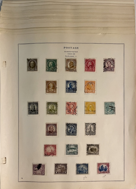 U.S. Stamps (1920s-1960s) USED U.S. SINGLES HINGED ON SCOTT NATIONAL PAGES, CATALOG $489.90