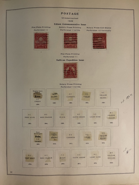 U.S. Stamps (1920s-1960s) USED U.S. SINGLES HINGED ON SCOTT NATIONAL PAGES, CATALOG $489.90