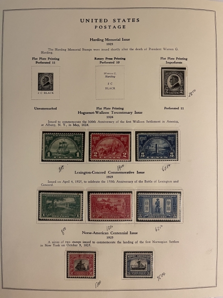 U.S. Stamps (1920-40) MINT U.S. SINGLES IN MOUNTS ON CLEAN ALBUM PAGES, CATALOG VALUE $375+