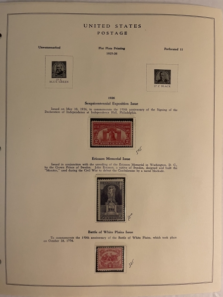 U.S. Stamps (1920-40) MINT U.S. SINGLES IN MOUNTS ON CLEAN ALBUM PAGES, CATALOG VALUE $375+