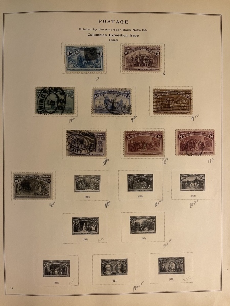U.S. Stamps SELECTION OF EARLY U.S. USED SINGLES HINGED ON VARIOUS ALBUM PAGES, CAT $1600+