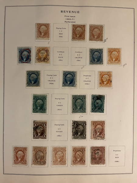 U.S. Stamps U.S. REVENUE COLLECTION, SINGLES 1st, 2nd & 3rd ISSUES, A NICE GROUP! CAT $1350!
