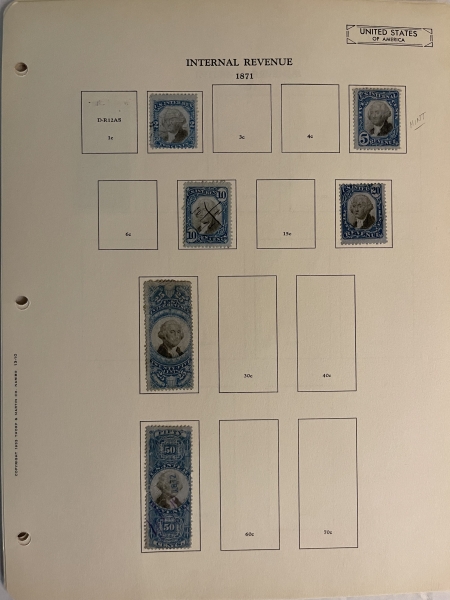 U.S. Stamps U.S. REVENUE COLLECTION, MOSTLY USED, 1st, 2nd & 3rd ISSUE, CATALOG VALUE $2800+