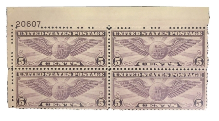 U.S. Stamps SCOTT #C-16 5c PURPLE, PLATE BLOCK, F/VF, MOGNH, CAT $95, PO FRESH-APS MEMBER