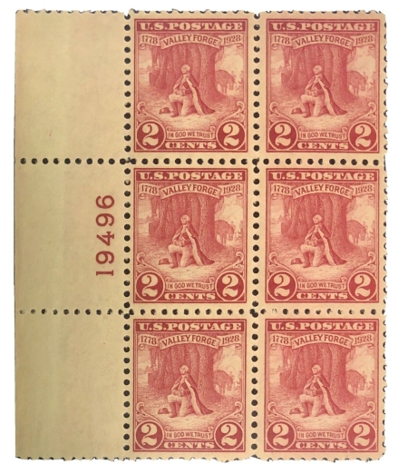 U.S. Stamps SCOTT #645 2c RED PLATE BLOCK, VF+, MOGNH, PO FRESH, CAT $32 – APS MEMBER