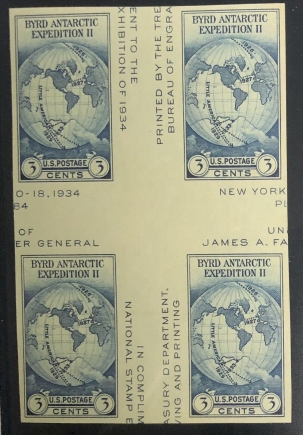 U.S. Stamps SCOTT #768 3c BLUE, BLOCK OF FOUR W/ CROSS GUTTERS, MNH, VF CAT $20-APS MEMBER