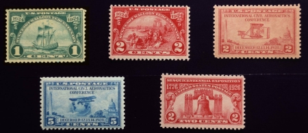 U.S. Stamps SCOTT #614-15 F/VF LH, NH, 649-50 VF NH, #627 F, NH. CAT $20