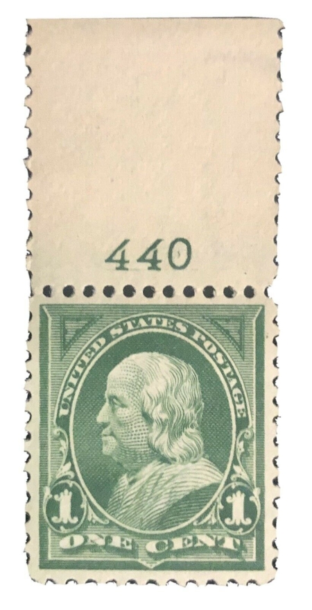 U.S. Stamps SCOTT #279, 1c GREEN, PLATE # SINGLE, XF, MOG, NH, A GEM & PO FRESH-APS MEMBER