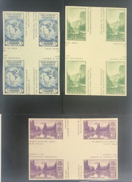 U.S. Stamps SCOTT #752, 766-70, CROSS GUTTER BLOCKS (6), NGAI, VF, NH, CAT $162-APS MEMBER