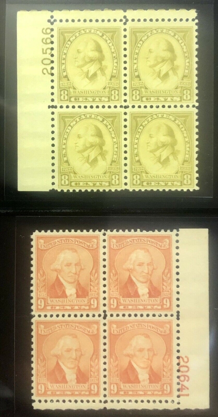U.S. Stamps 8 SCOTT #704-714 PLATE BLOCKS (LIST BELOW) VF, MOG, NH, CAT $166.50 -APS MEMBER