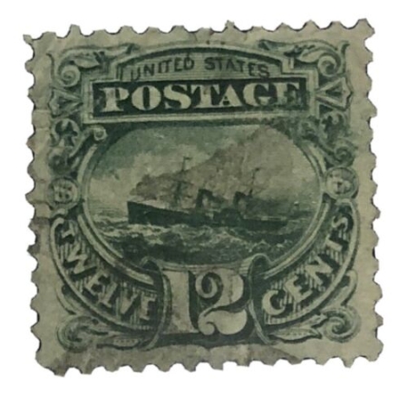 U.S. Stamps SCOTT #117 12c GREEN, USED, VF APPEARANCE, UR CORNER CREASE, CAT $130-APS MEMBER