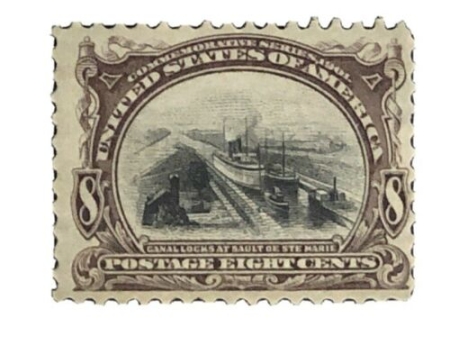 U.S. Stamps SCOTT #298 8c CANAL LOCKS, FINE, MOG NH, CAT $230, A BEAUTY! -APS MEMBER