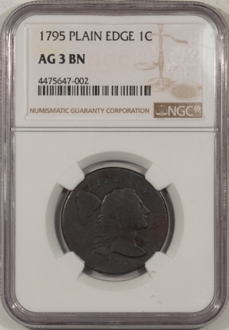 New Store Items 1795 FLOWING HAIR LARGE CENT, PLAIN EDGE – NGC AG-3 BN