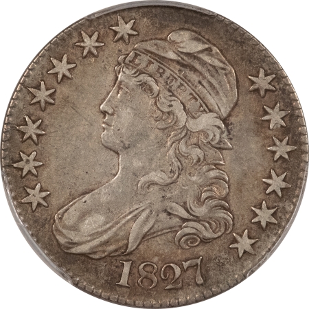 Early Halves 1827 CAPPED BUST HALF DOLLAR, SQUARE BASE 2 – PCGS XF-40, NICE & ORIGINAL!