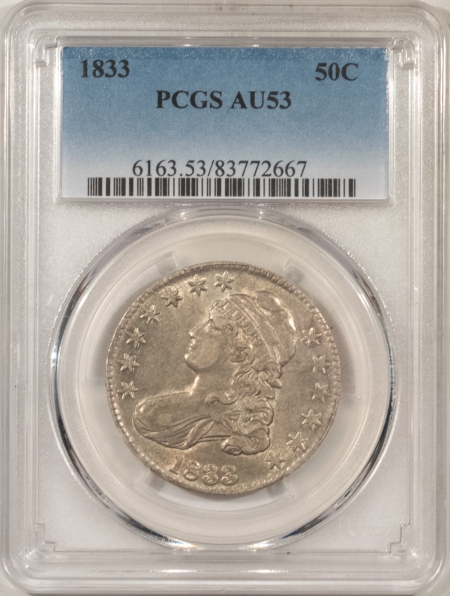 New Store Items 1833 CAPPED BUST HALF DOLLAR – PCGS AU-53