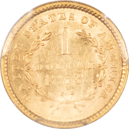 $1 1853 $1 TY 1 GOLD, PCGS MS-61; FRESH & ORIGINAL!