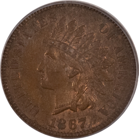 Indian 1867 INDIAN CENT – PCGS AU-58, PREMIUM QUALITY, WITH MINT LUSTER!