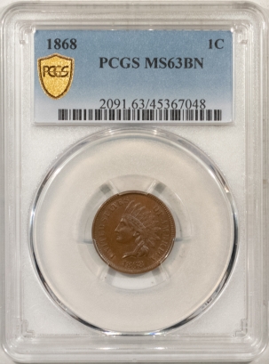 Indian 1868 INDIAN CENT – PCGS MS-63 BN, SMOOTH & PREMIUM QUALITY+!